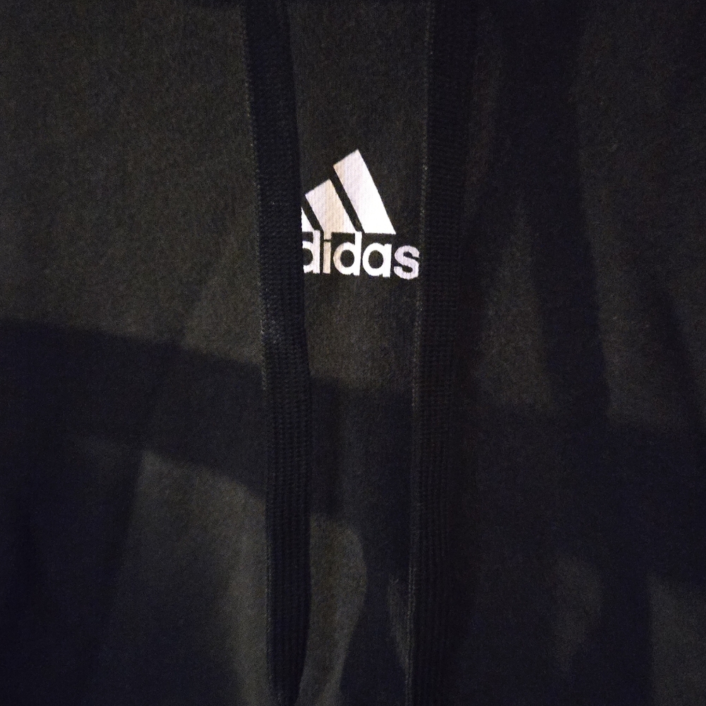 Adidas Black Cropped Hoodie with Three Stripe Logo Size L - Picture 3 of 5